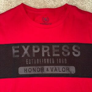 Express Red Short Sleeve Tee with Bold Graphic